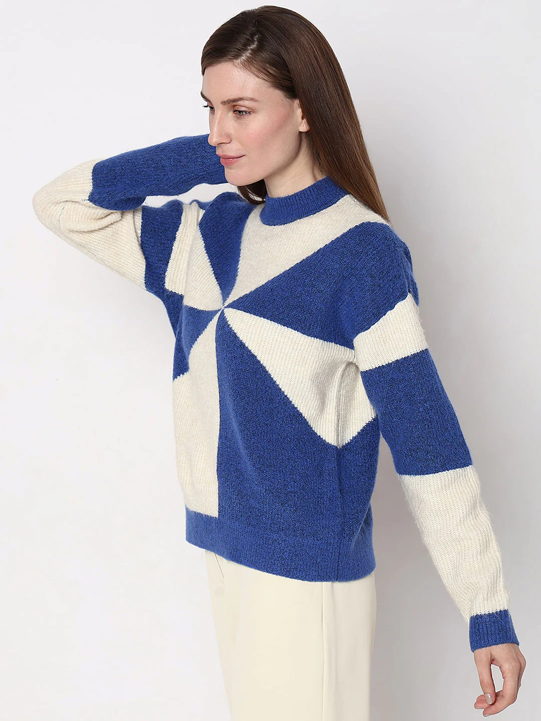Blue Printed Jacquard Pullover - Image 3