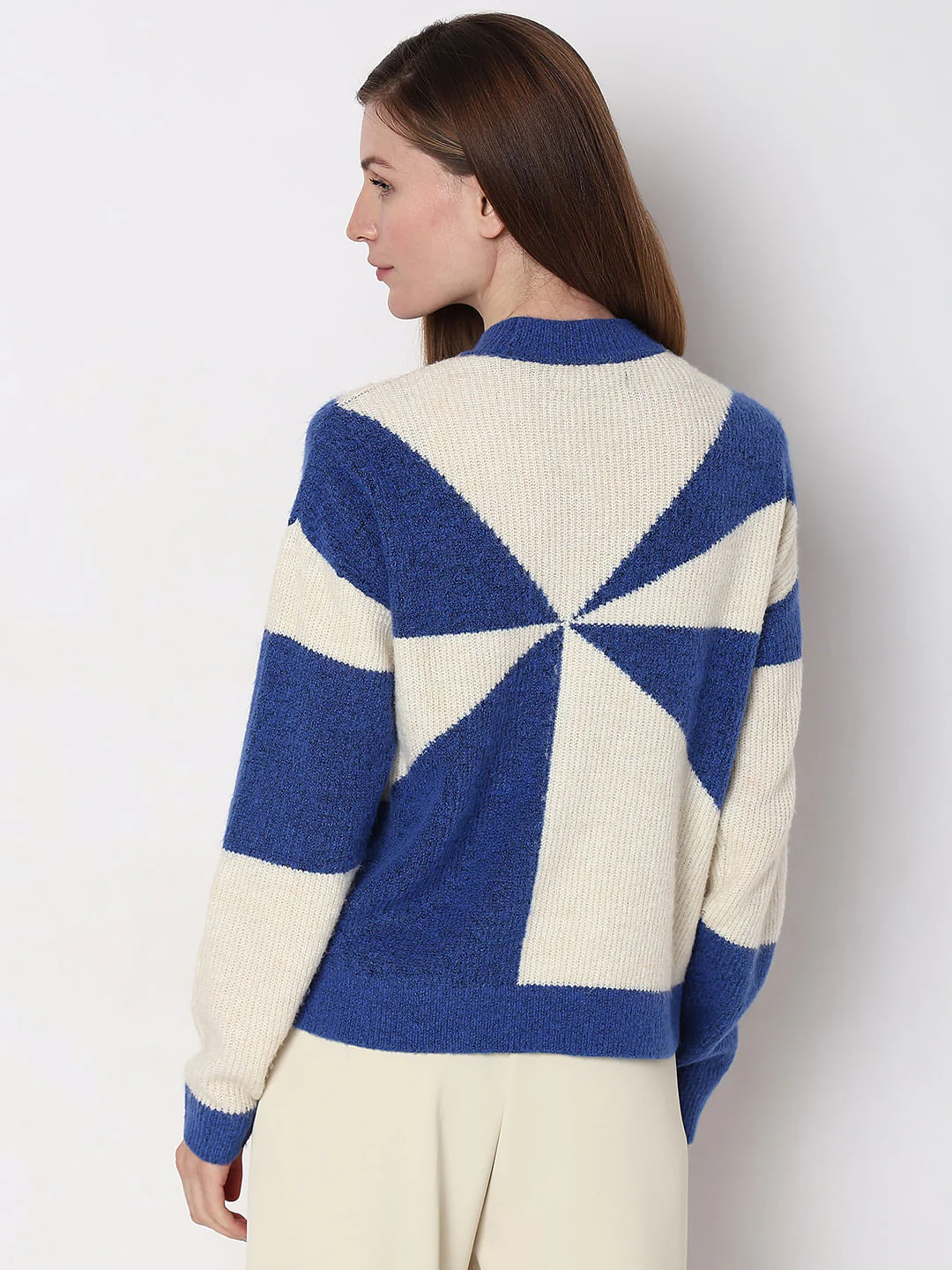 Blue Printed Jacquard Pullover - Image 4