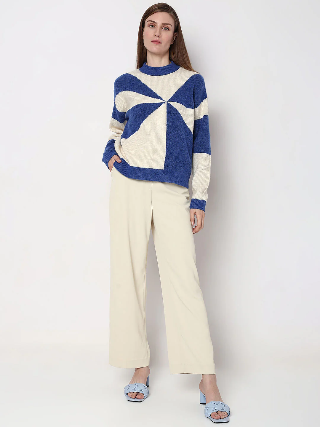 Blue Printed Jacquard Pullover - Image 5