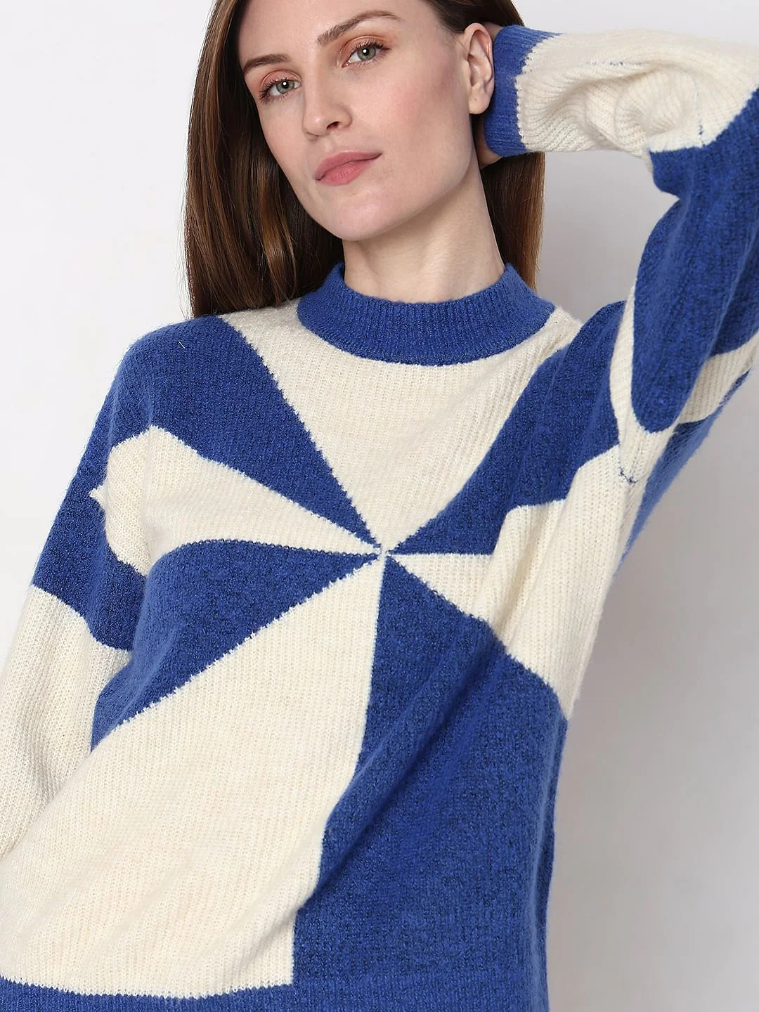 Blue Printed Jacquard Pullover - Image 6