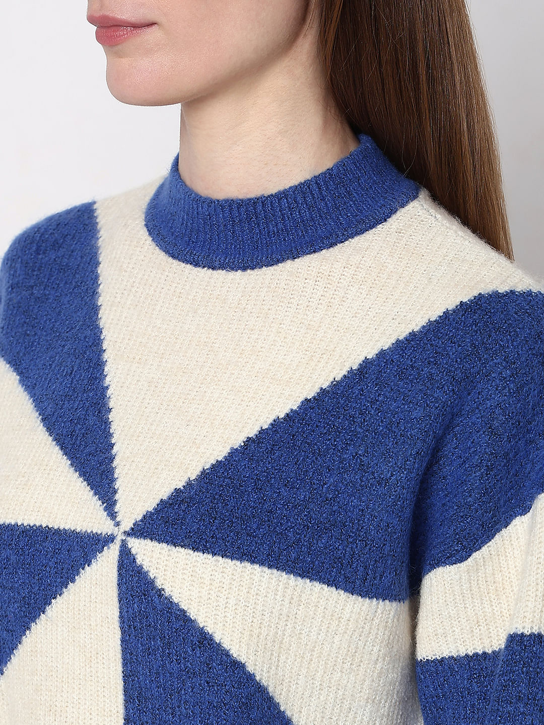 Blue Printed Jacquard Pullover - Image 8