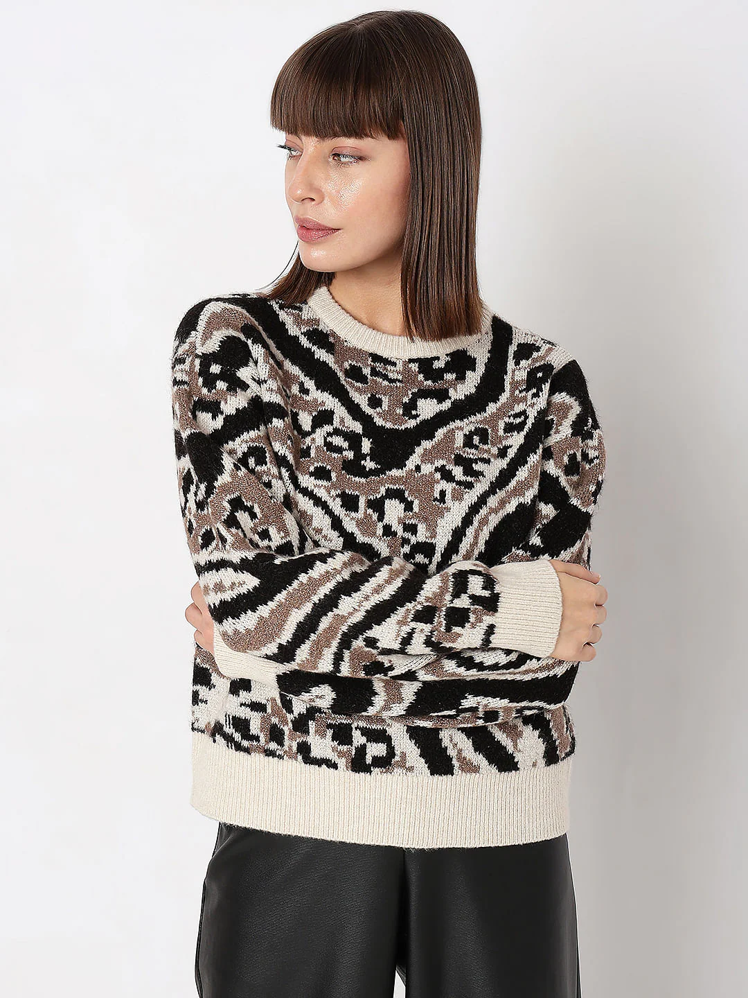Black Animal Print Pullover - Image 2