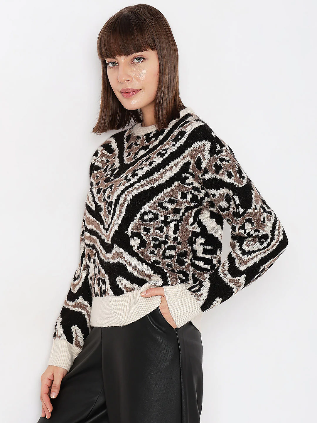 Black Animal Print Pullover - Image 3