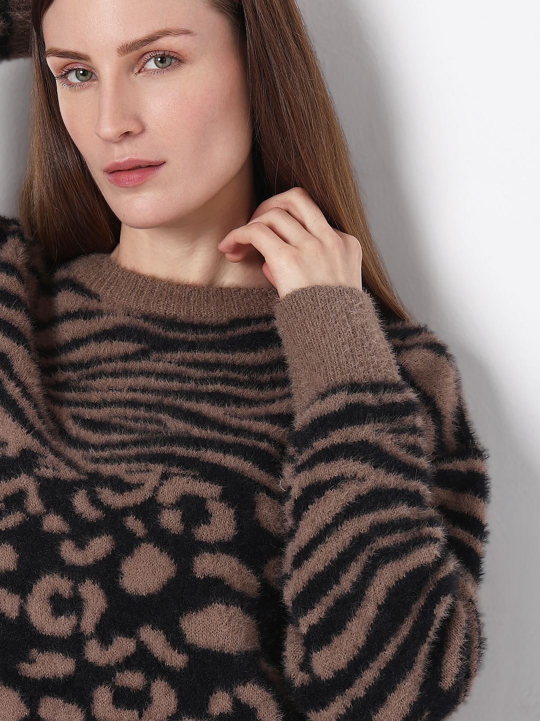 Brown Animal Print Pullover - Image 6