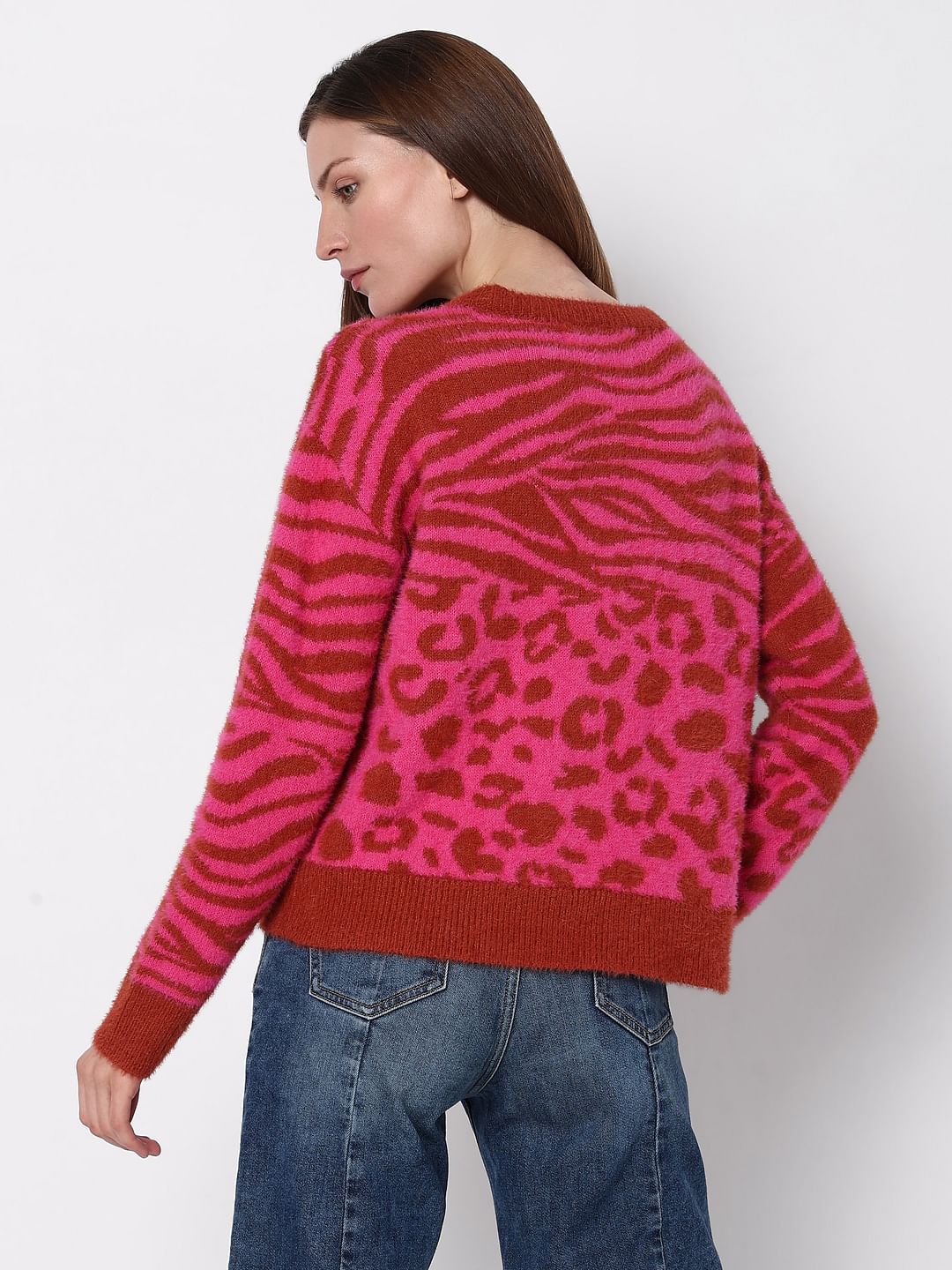 Red & Pink Animal Print Pullover - Image 4