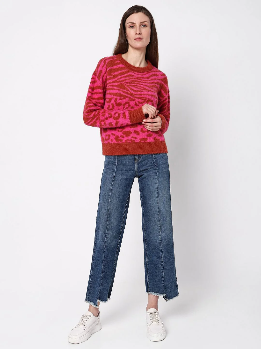 Red & Pink Animal Print Pullover - Image 5