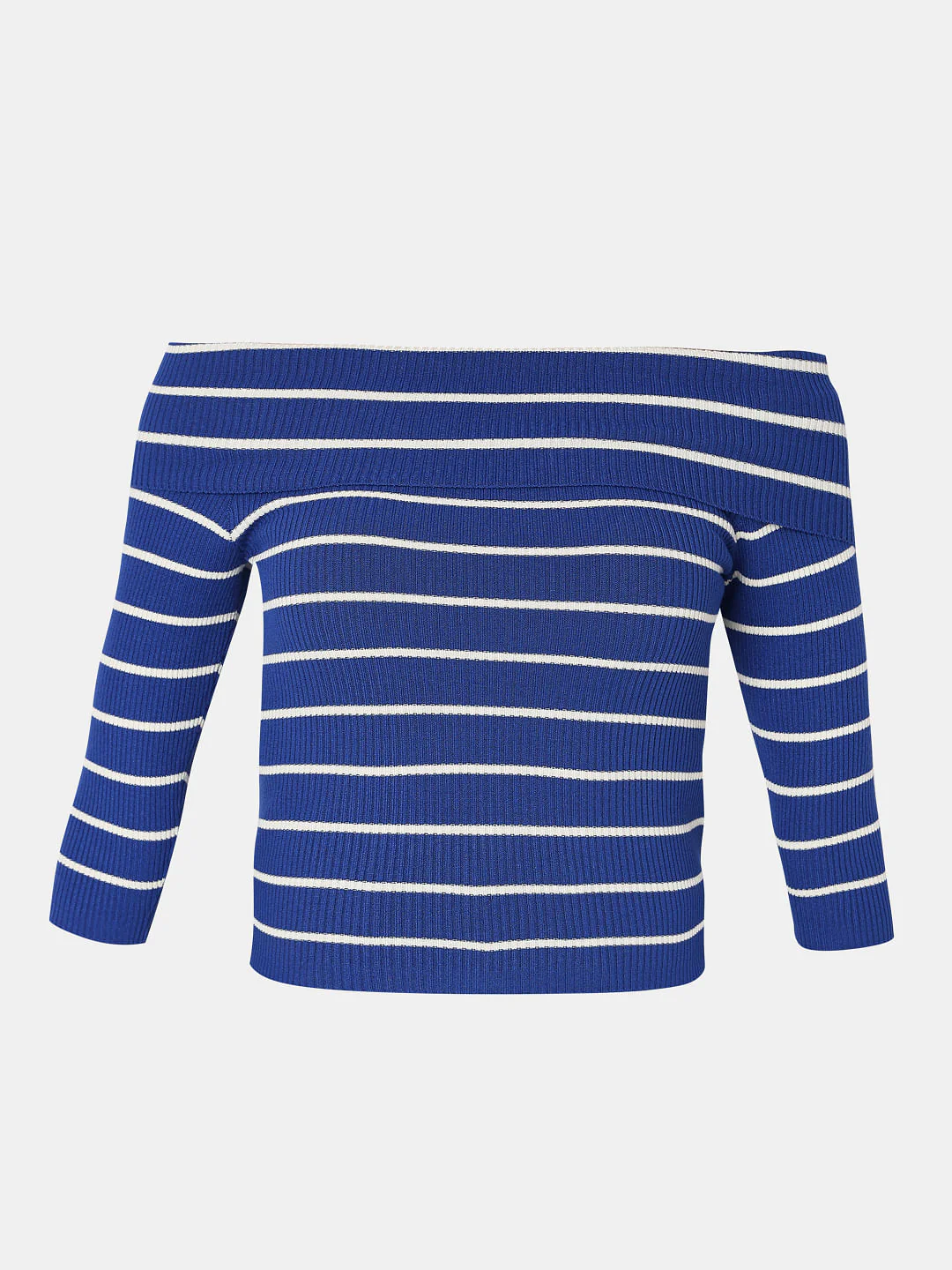 Blue Striped Off-Shoulder Top - Image 7