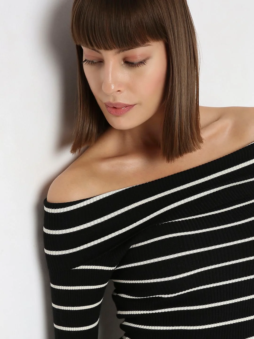 Black Striped Off-Shoulder Top - Image 6