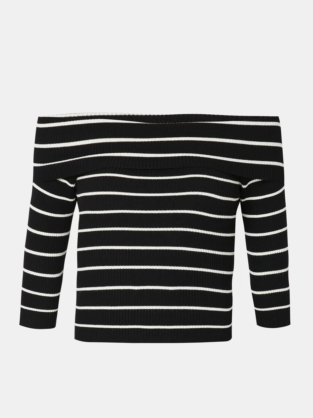 Black Striped Off-Shoulder Top - Image 7