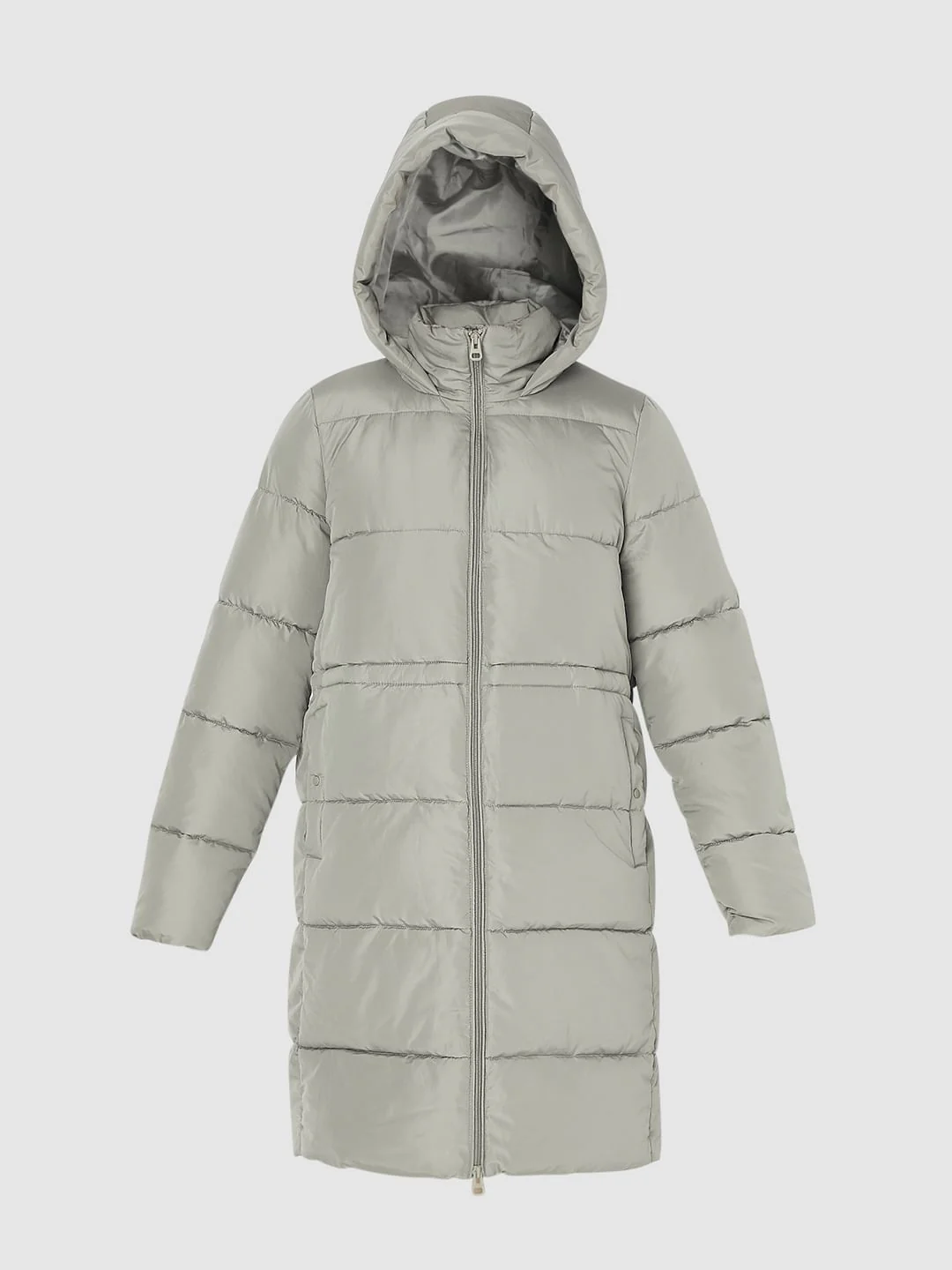 Light Green Long Hooded Puffer Coat - Image 7