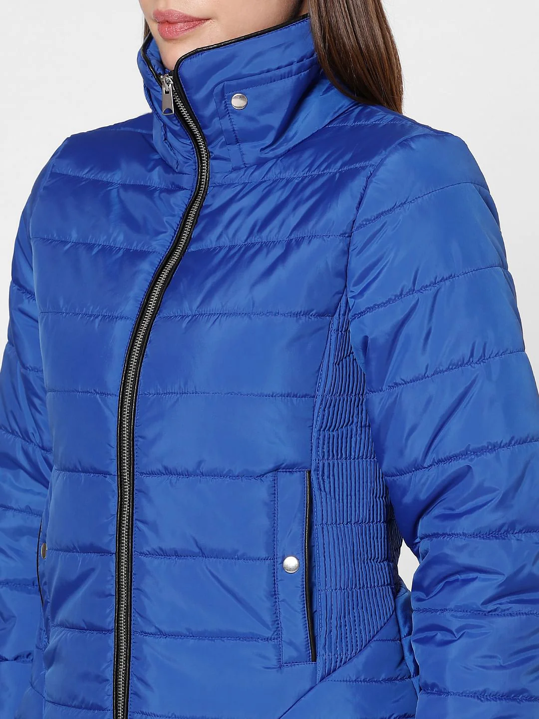 Blue High Neck Puffer Jacket - Image 8