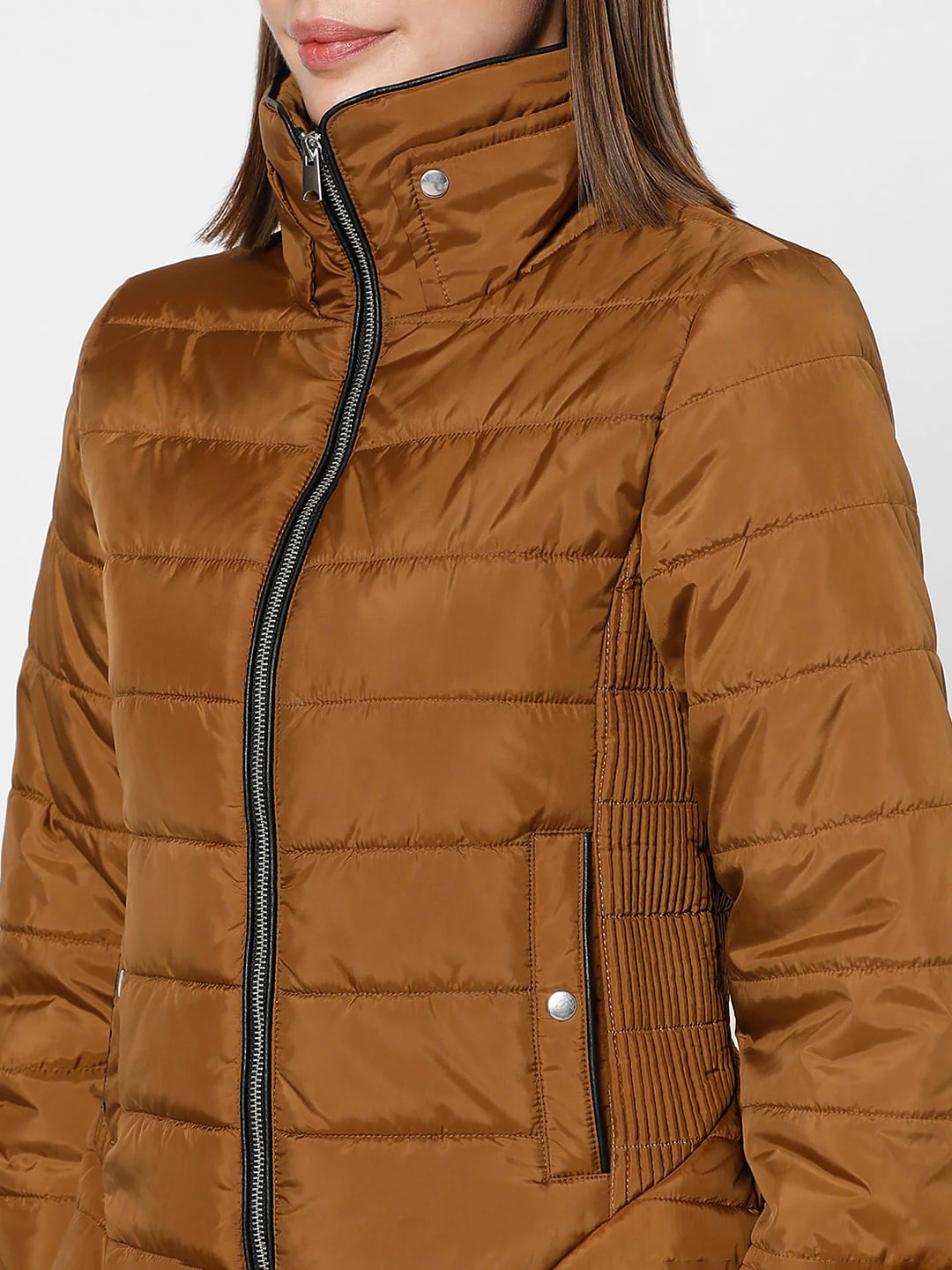 Brown High Neck Puffer Jacket - Image 8
