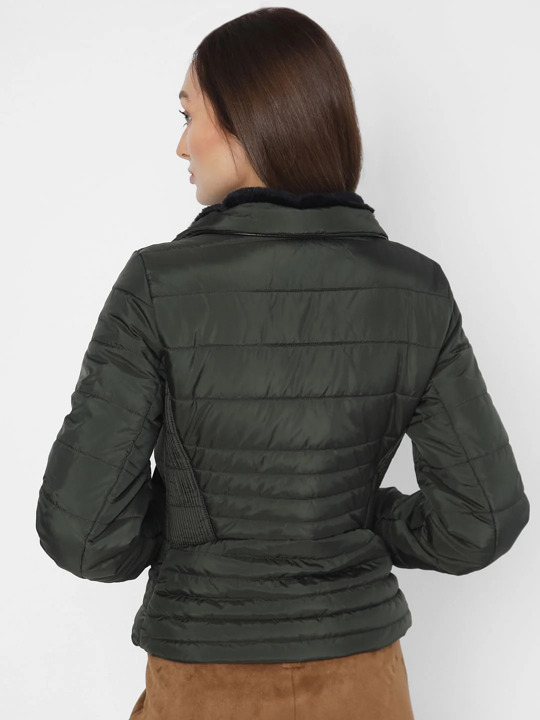 Dark Green Short Puffer Jacket - Image 4