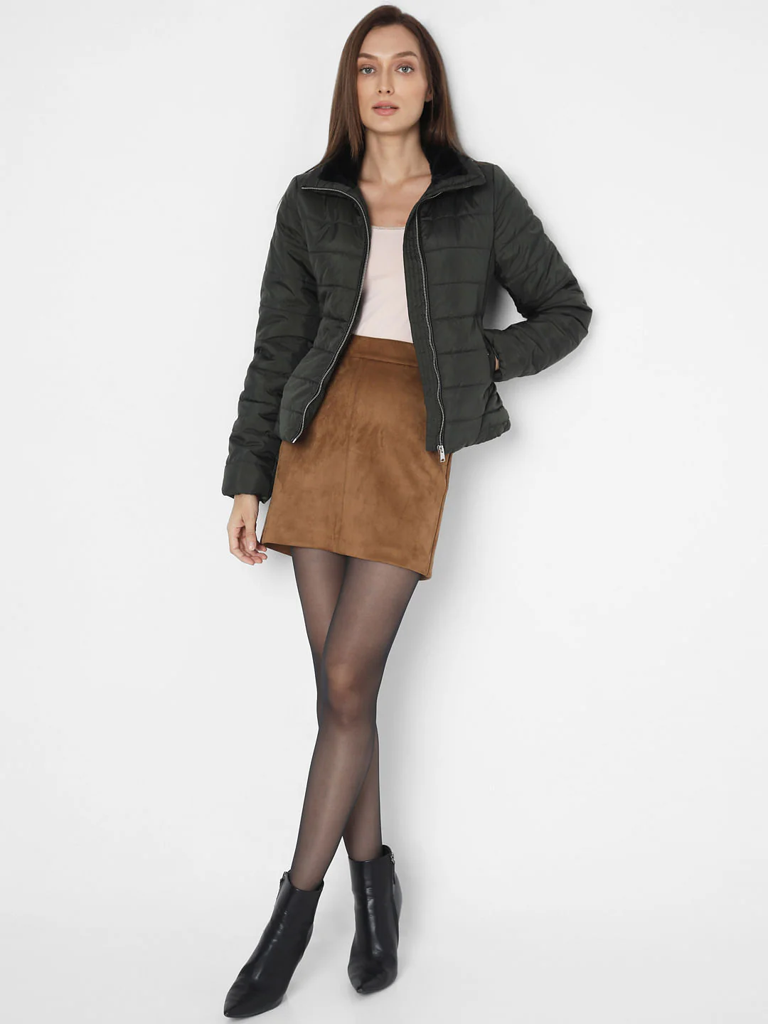 Dark Green Short Puffer Jacket - Image 5
