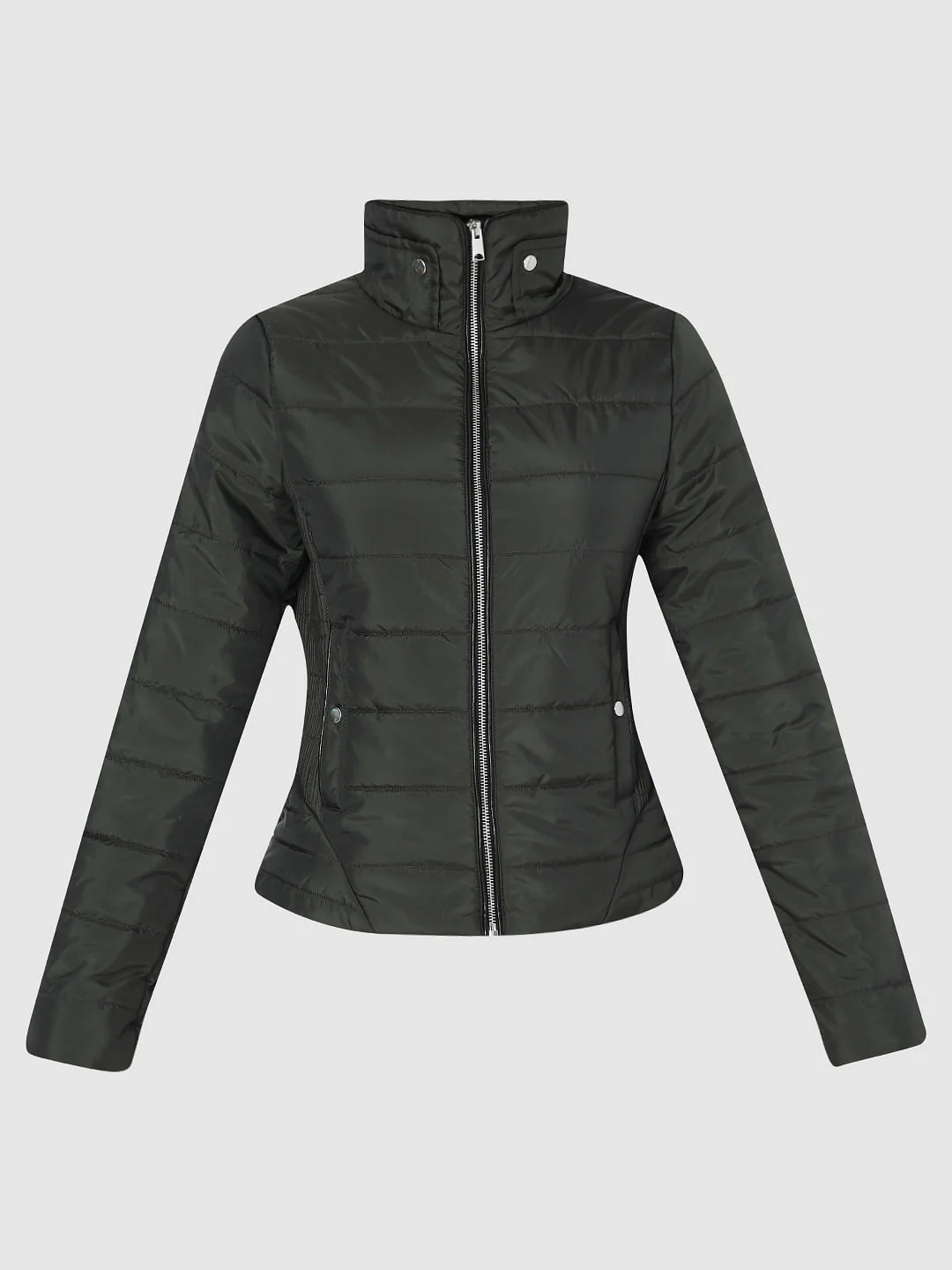Dark Green Short Puffer Jacket - Image 7