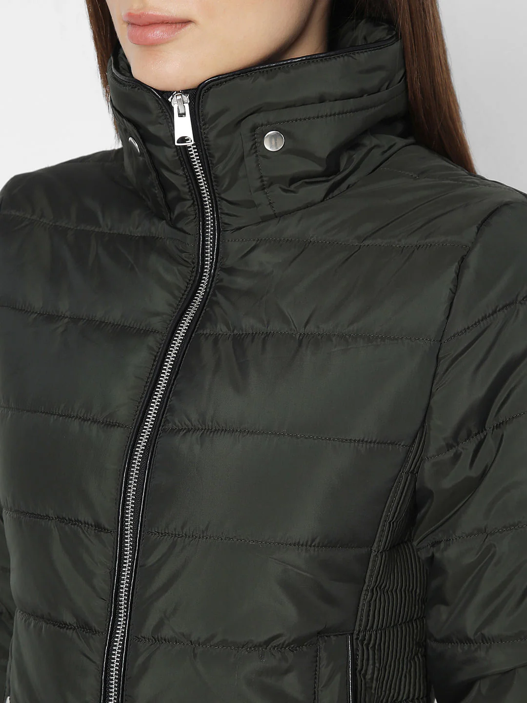Dark Green Short Puffer Jacket - Image 8