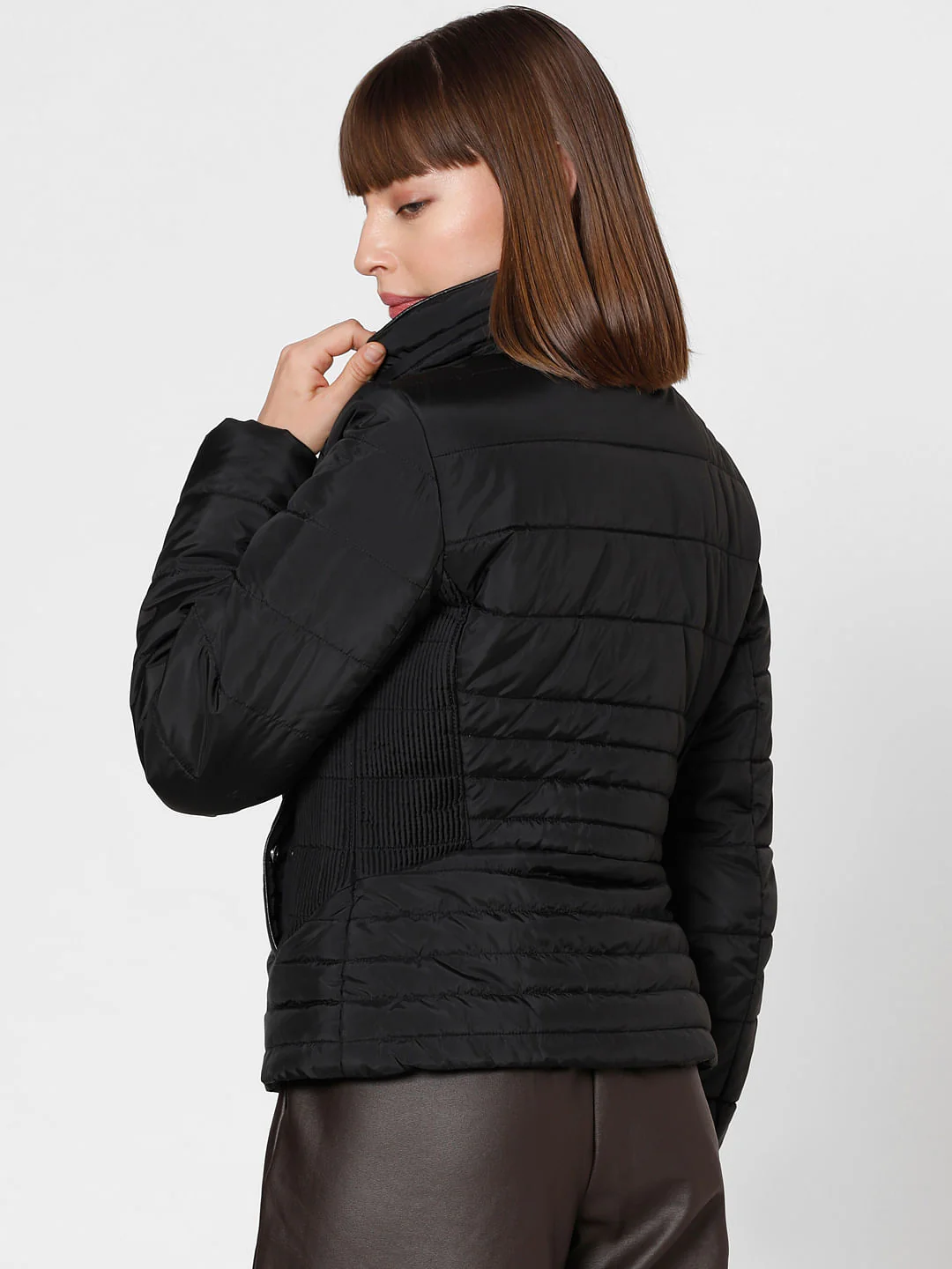 Black High Neck Puffer Jacket - Image 4