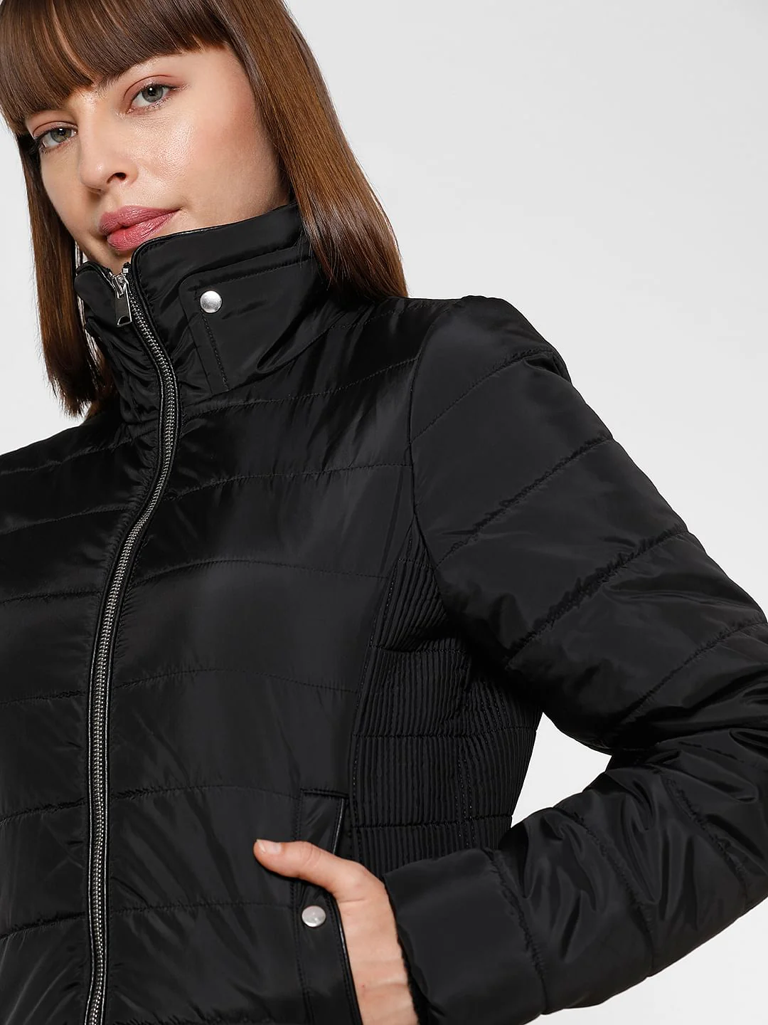 Black High Neck Puffer Jacket - Image 6
