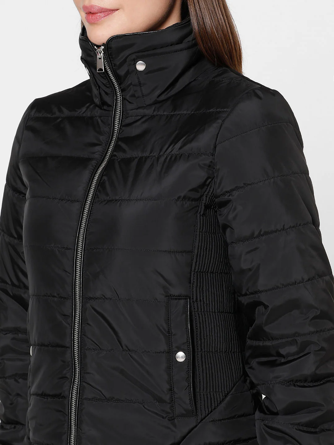 Black High Neck Puffer Jacket - Image 8