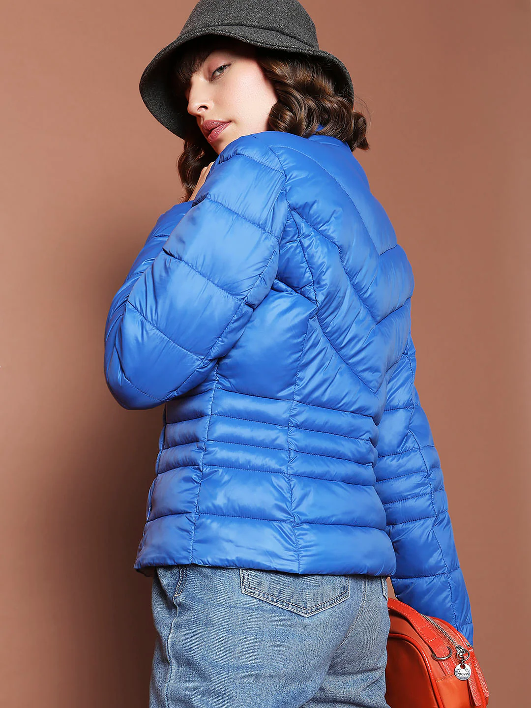 Blue Turtle Neck Puffer Jacket
