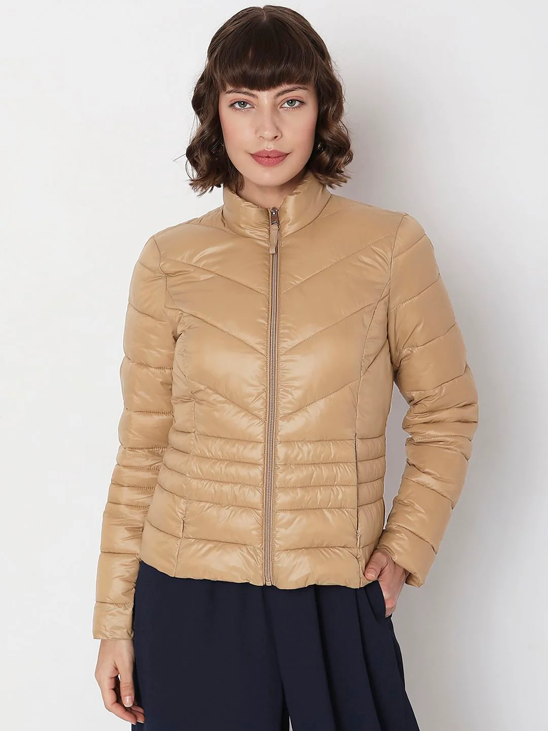 Brown Turtle Neck Puffer Jacket - Image 2