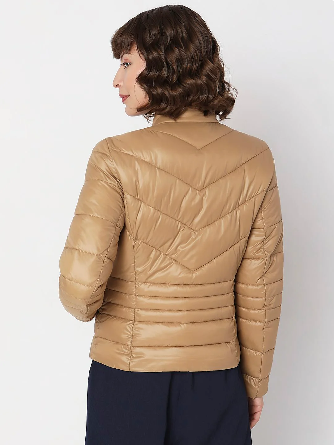 Brown Turtle Neck Puffer Jacket - Image 4