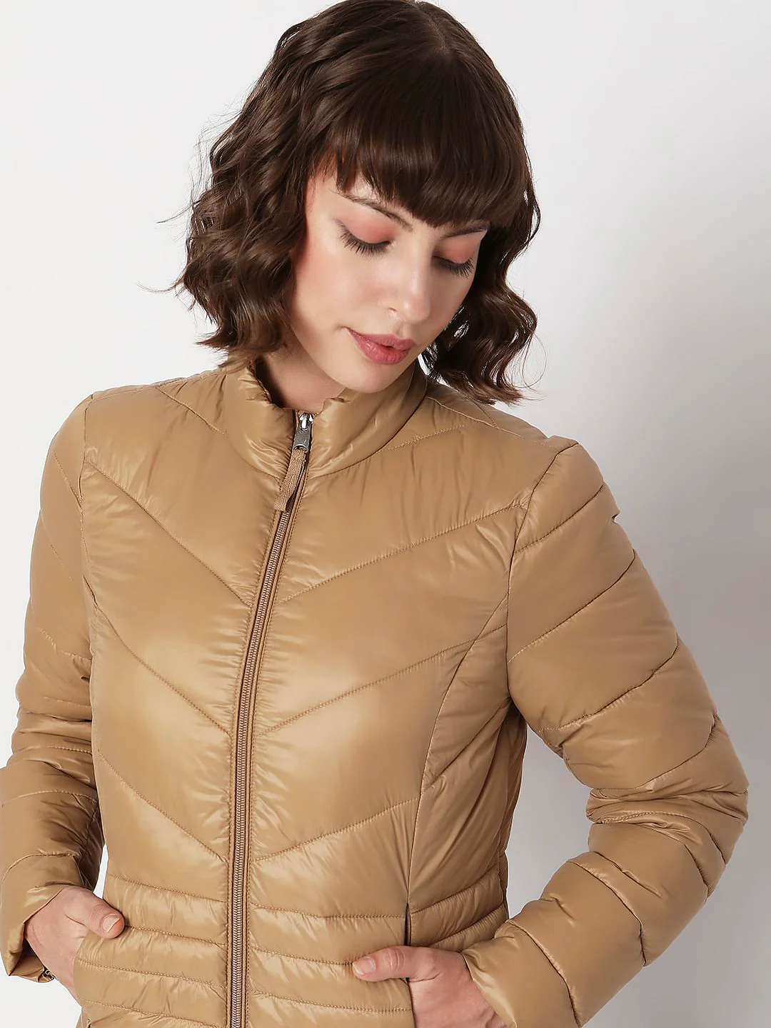 Brown Turtle Neck Puffer Jacket - Image 6