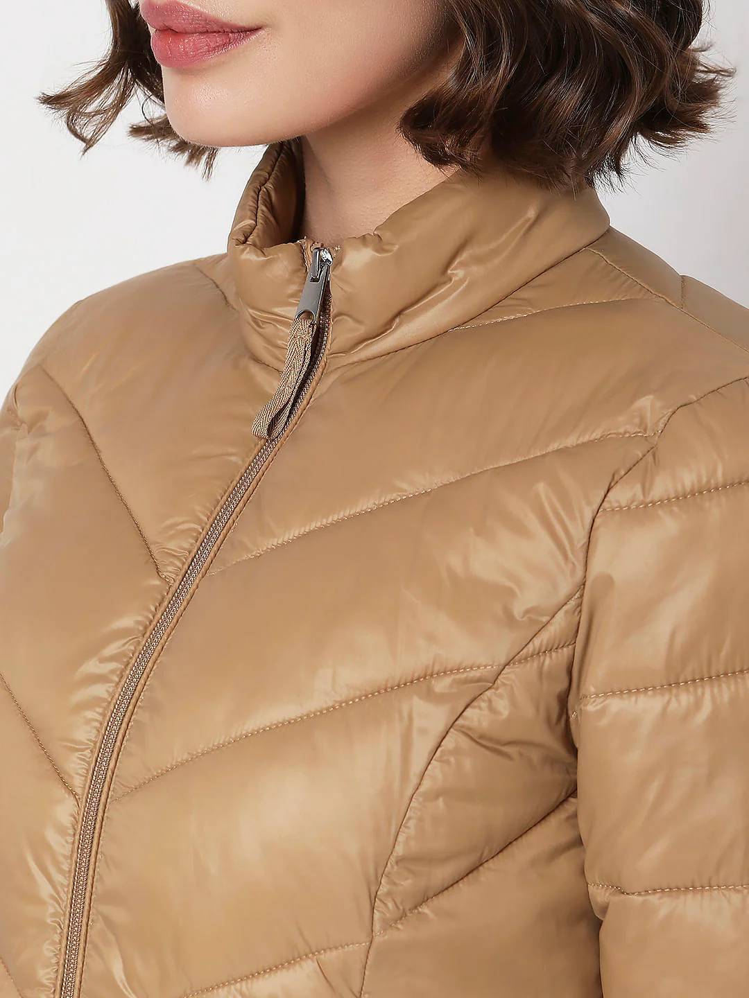 Brown Turtle Neck Puffer Jacket - Image 8