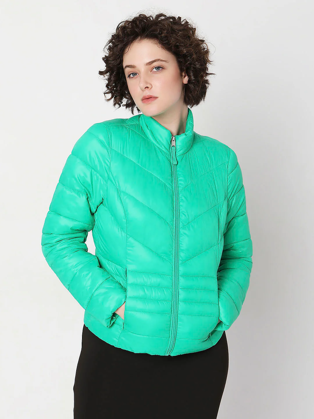 Green Turtle Neck Puffer Jacket - Image 2