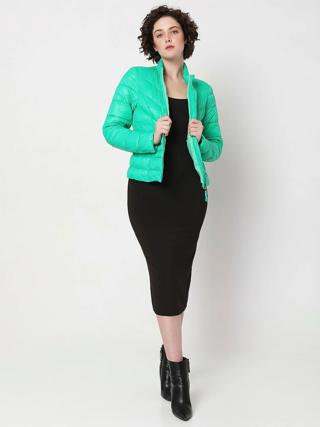 Green Turtle Neck Puffer Jacket - Image 5