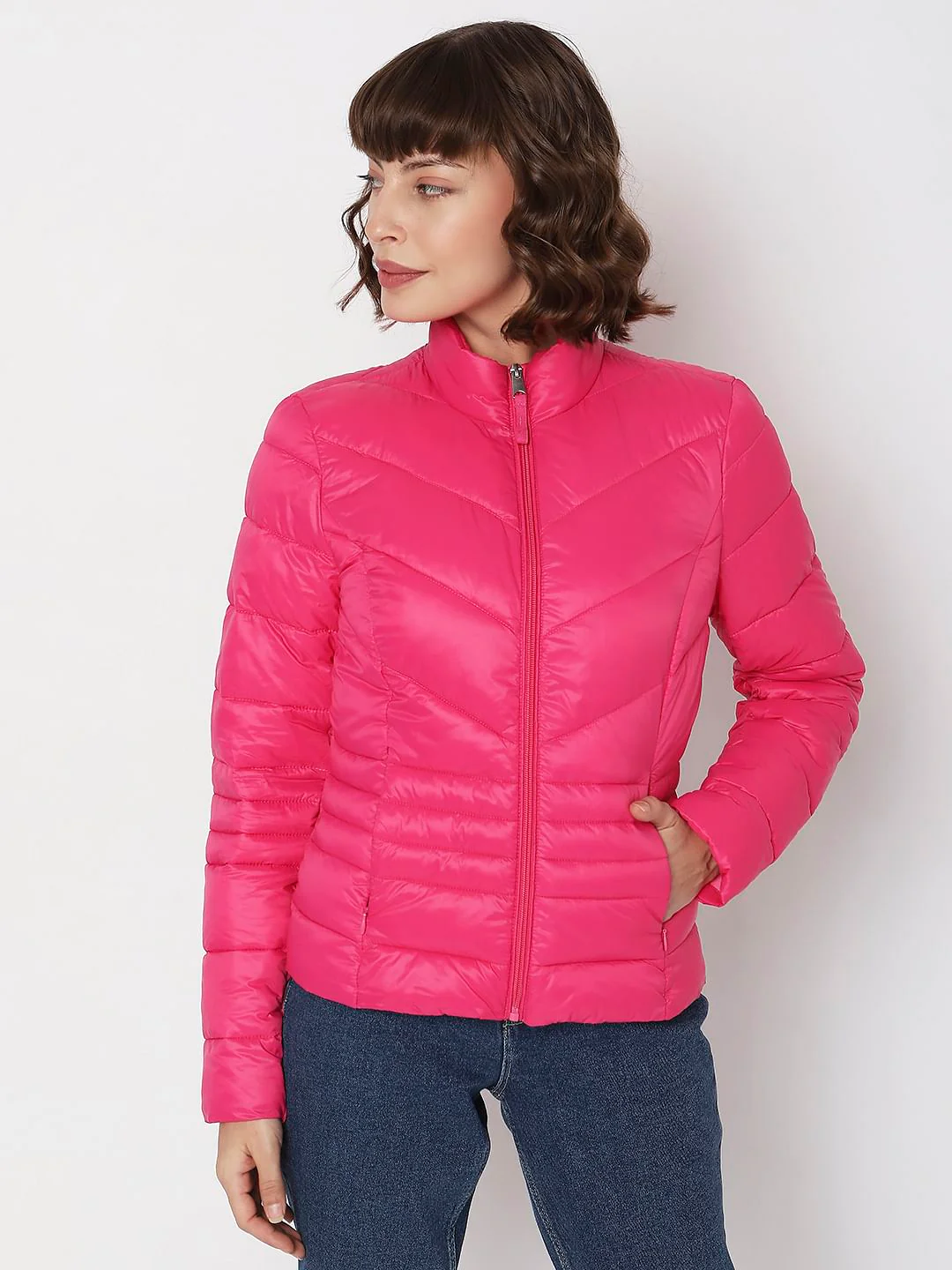 Pink Turtle Neck Puffer Jacket - Image 2