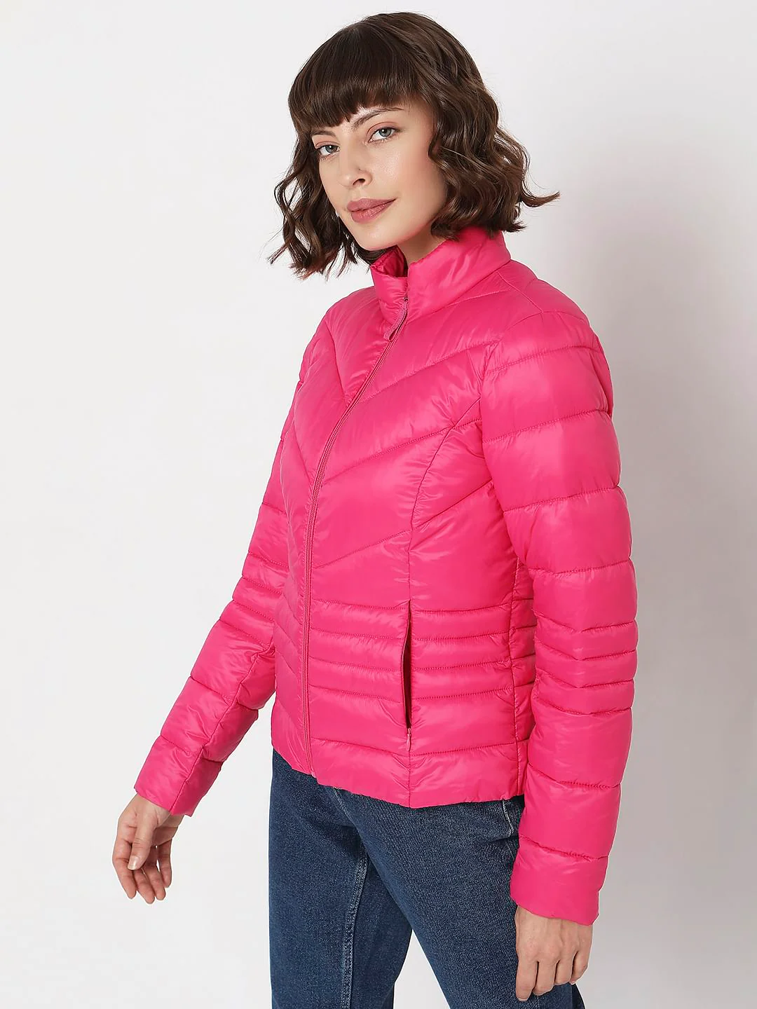 Pink Turtle Neck Puffer Jacket - Image 3