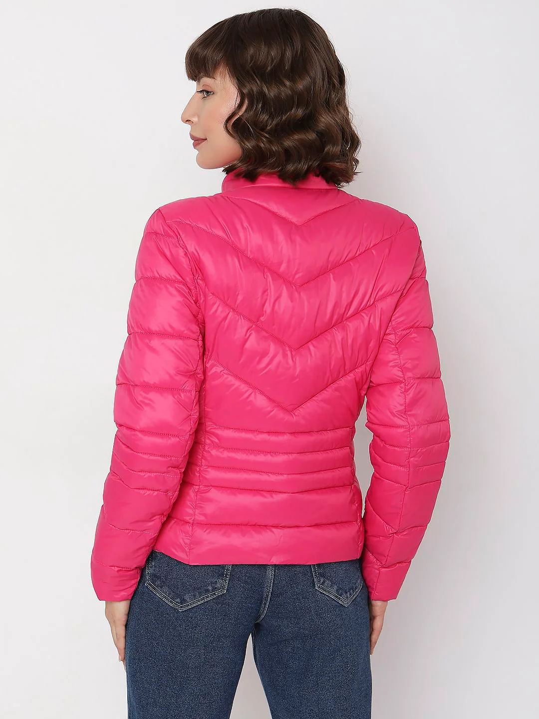 Pink Turtle Neck Puffer Jacket - Image 4