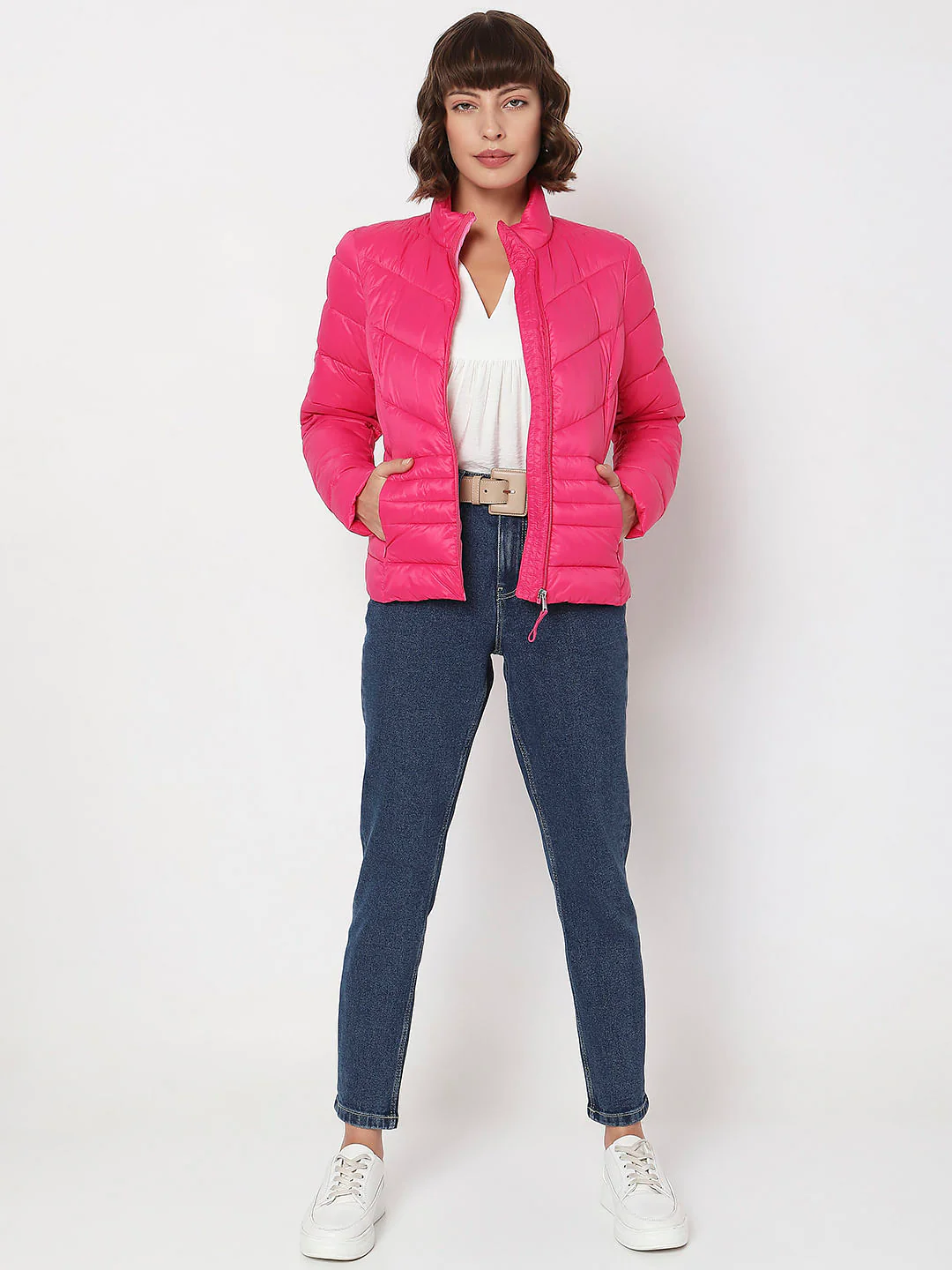 Pink Turtle Neck Puffer Jacket - Image 5