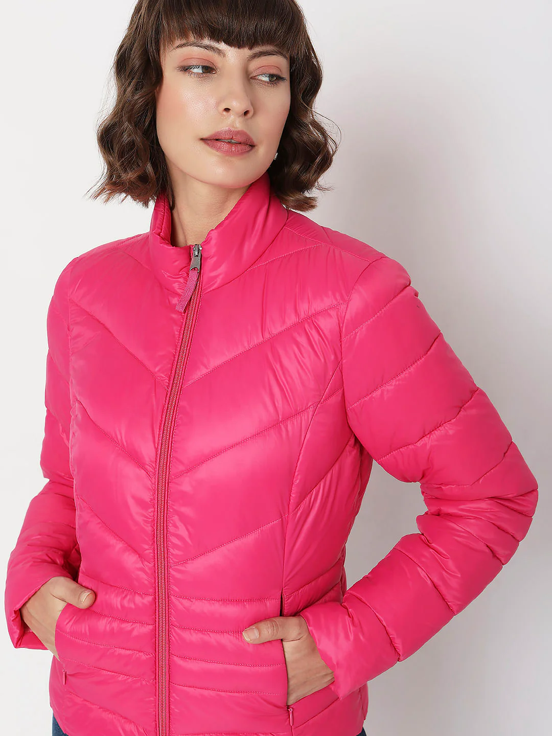 Pink Turtle Neck Puffer Jacket - Image 6