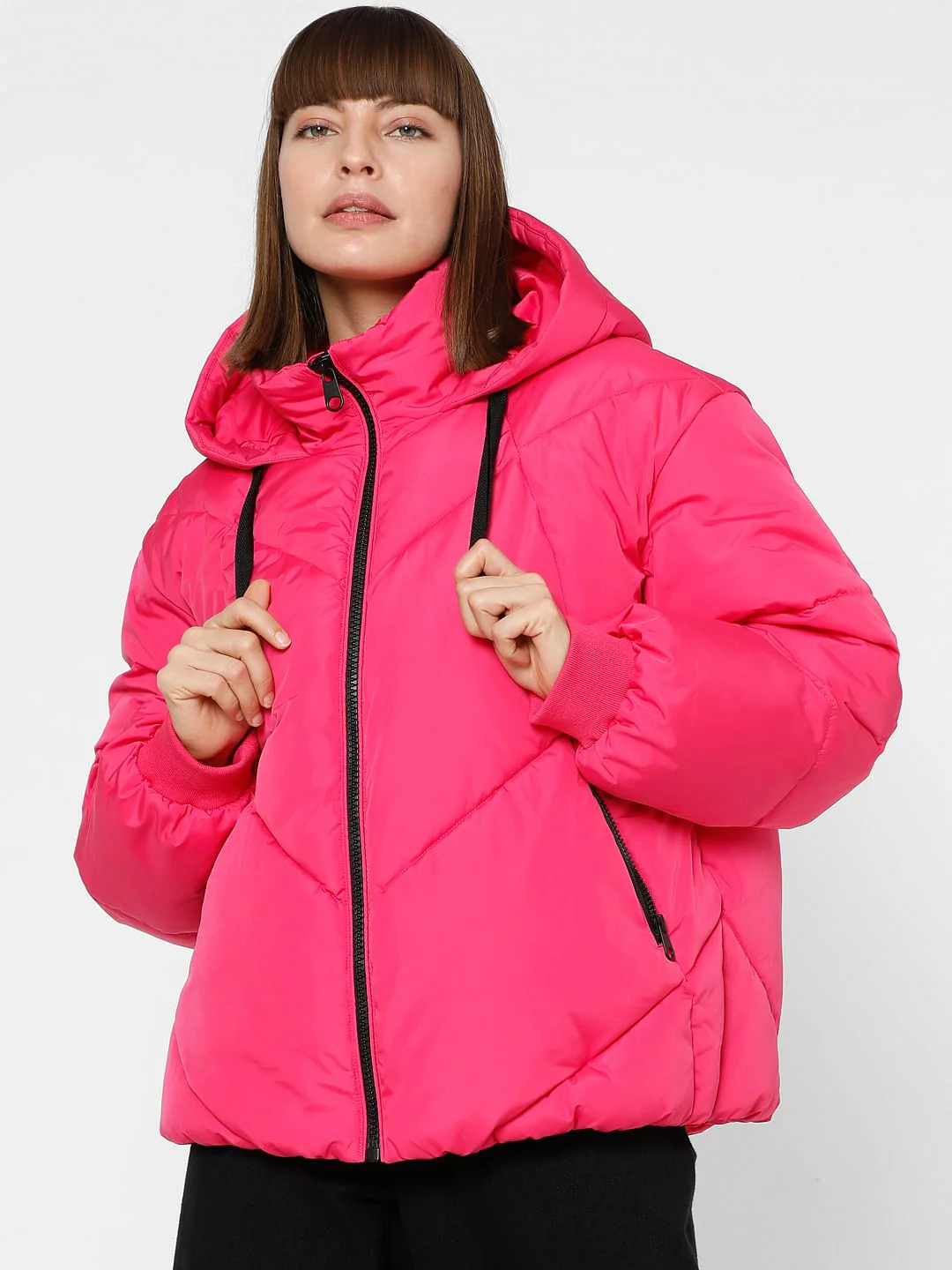 Neon Pink Loose Puffer Jacket - Image 2