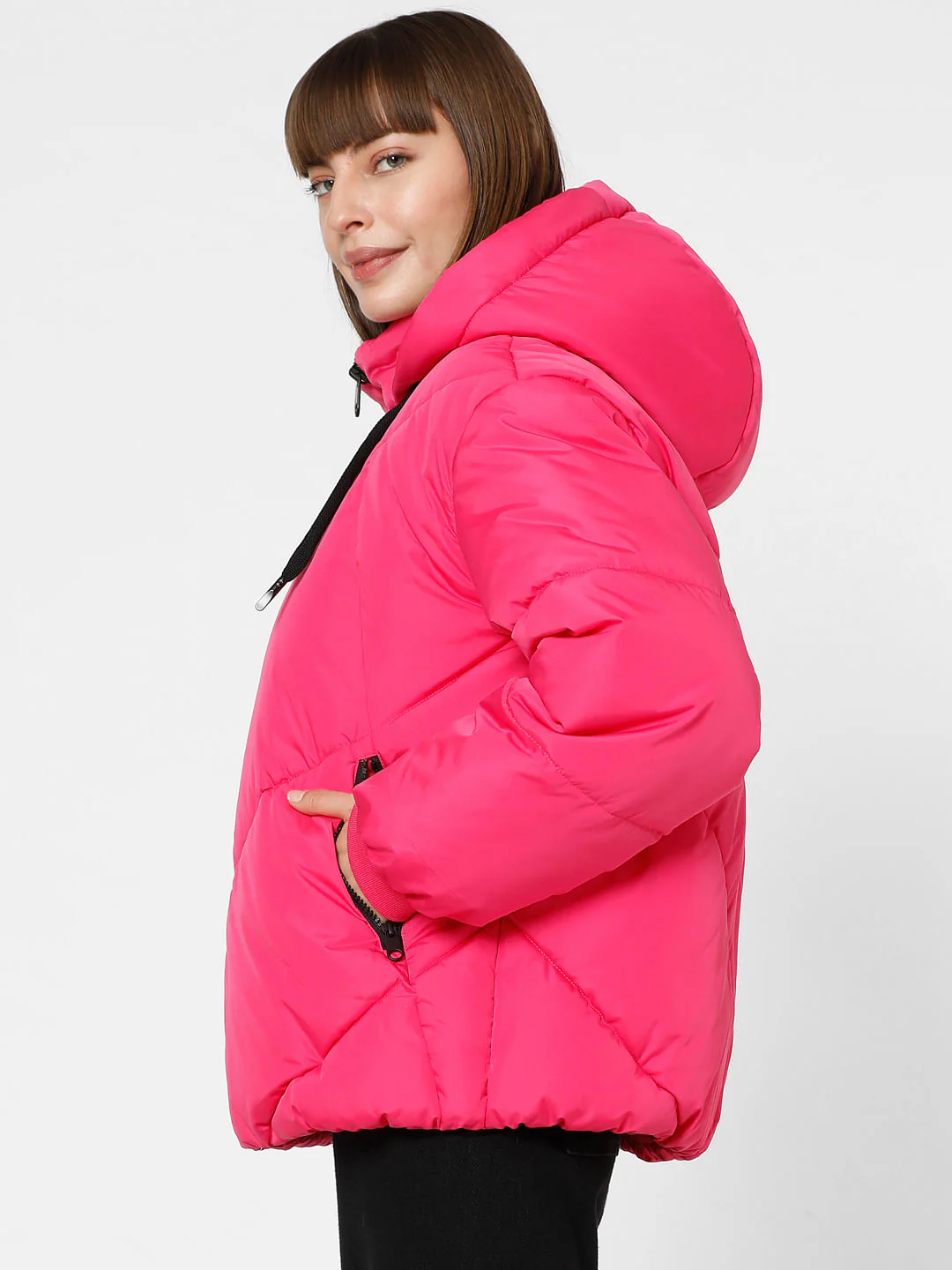 Neon Pink Loose Puffer Jacket - Image 3