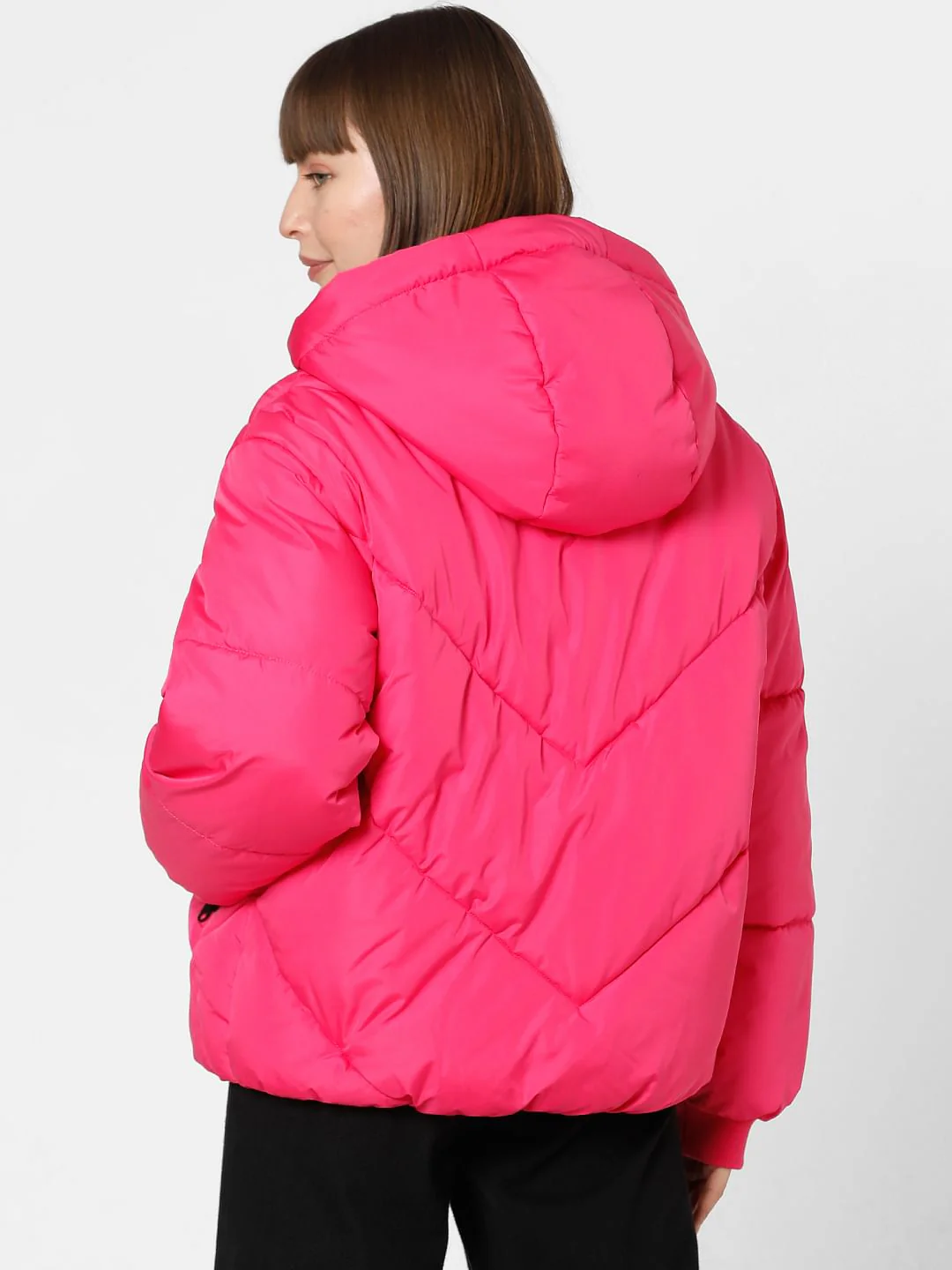 Neon Pink Loose Puffer Jacket - Image 4