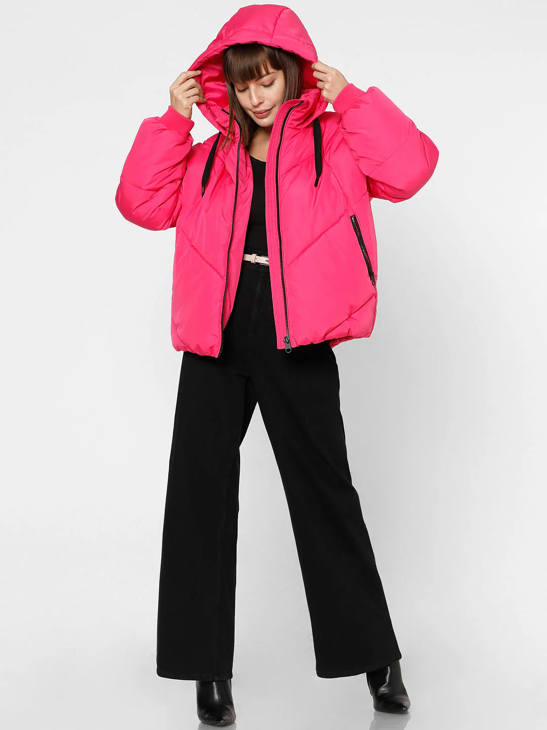 Neon Pink Loose Puffer Jacket - Image 5