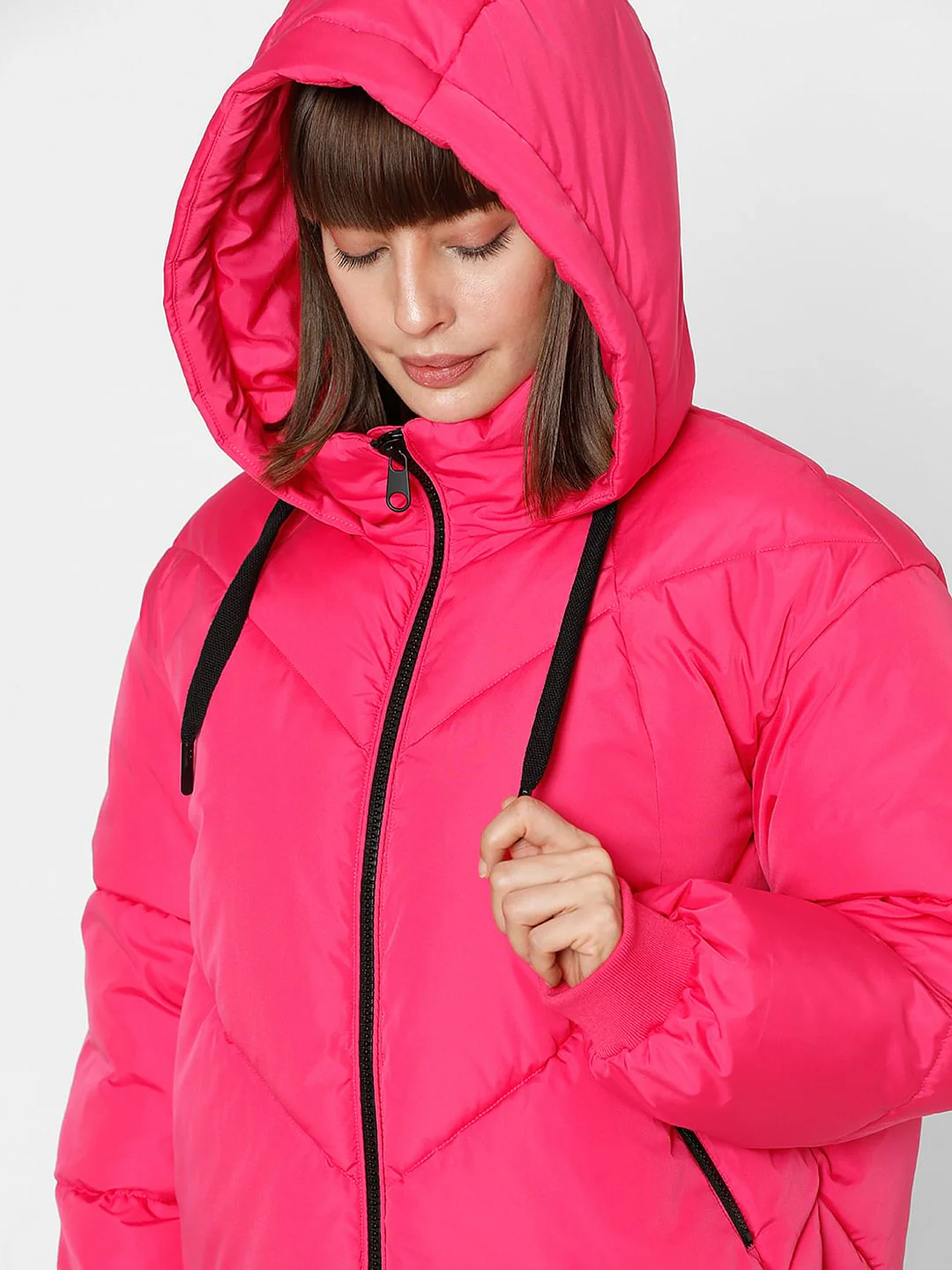 Neon Pink Loose Puffer Jacket - Image 6