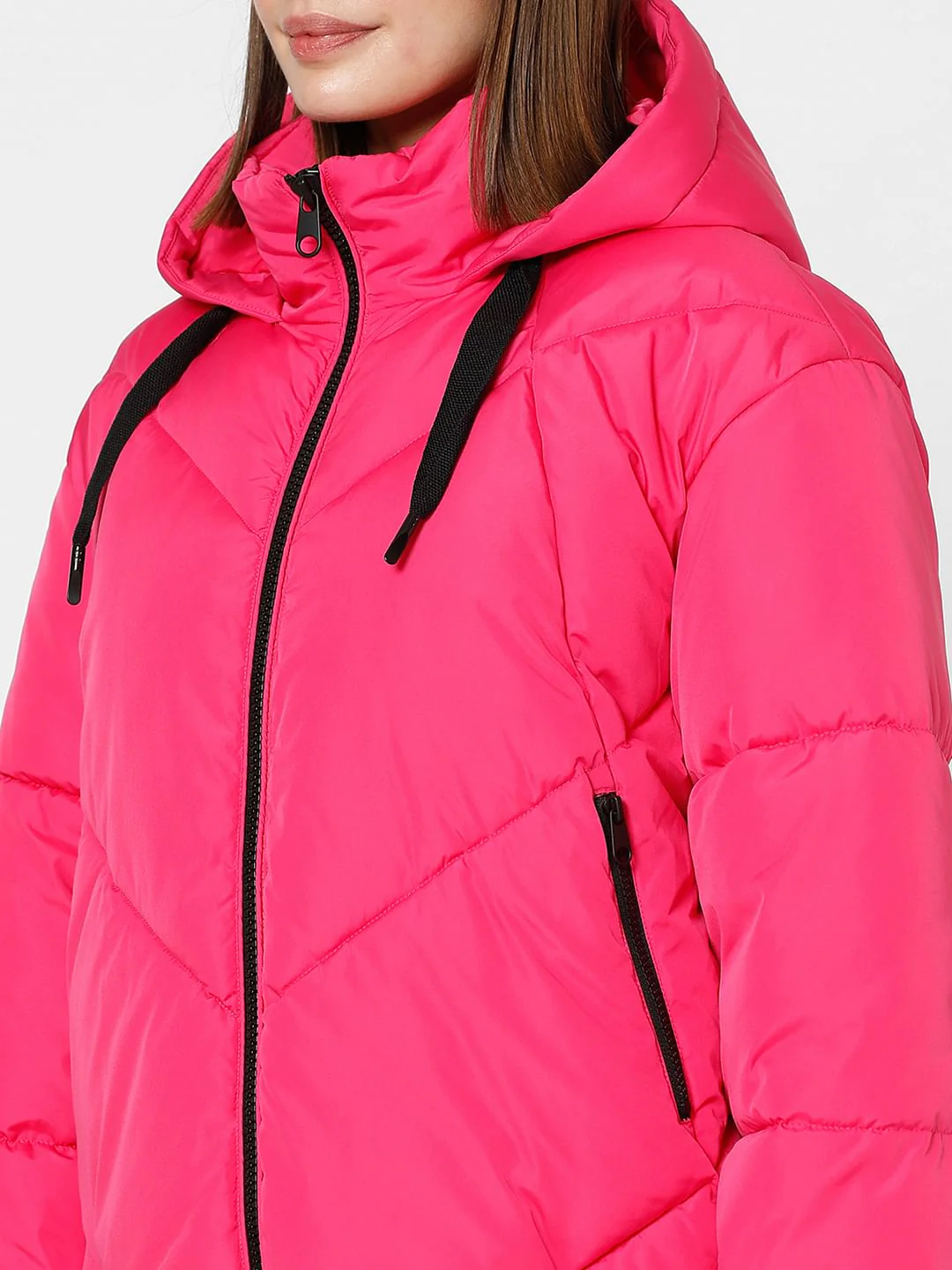 Neon Pink Loose Puffer Jacket - Image 8