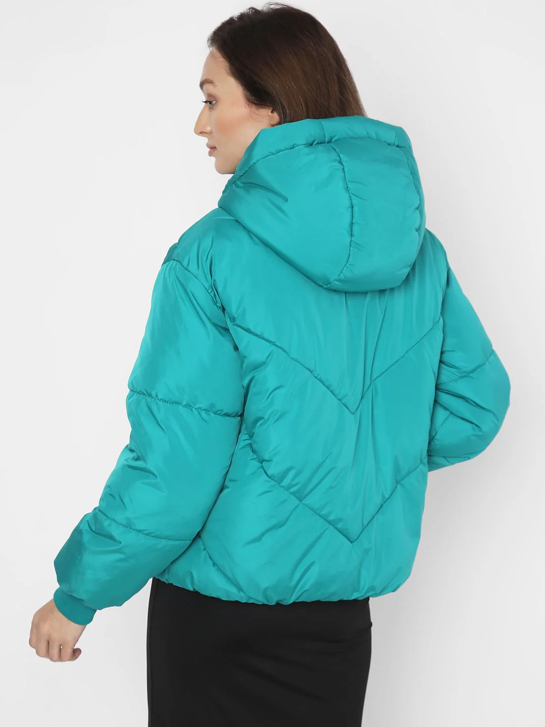Teal Blue Hooded Puffer Jacket - Image 4