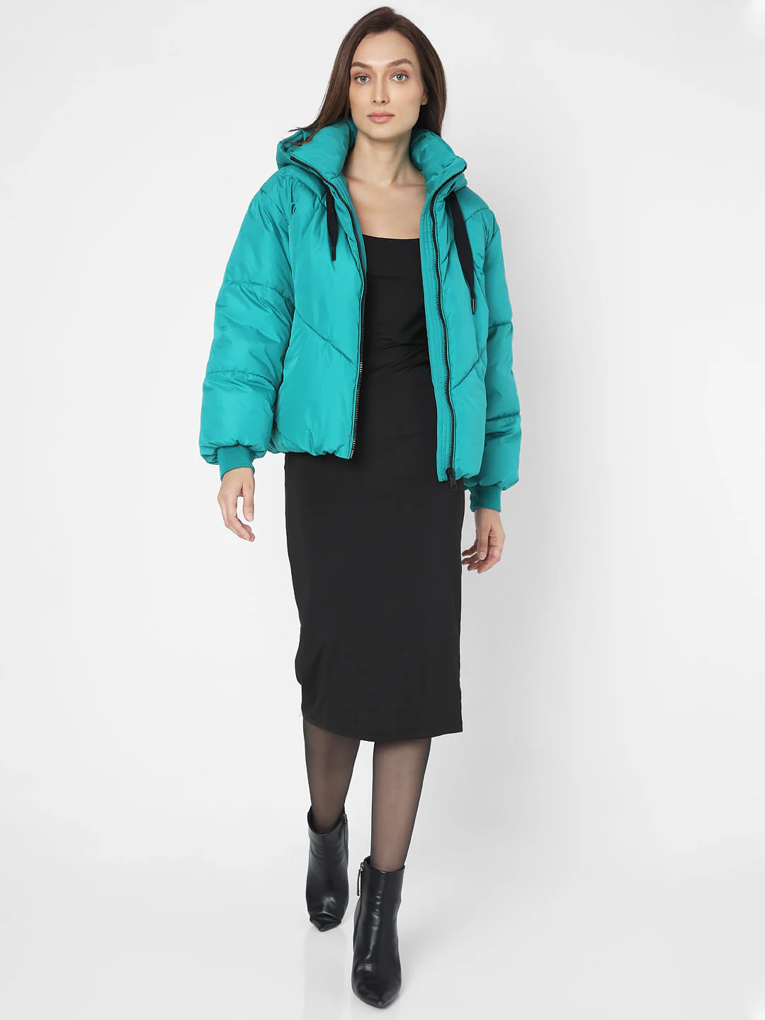 Teal Blue Hooded Puffer Jacket - Image 5