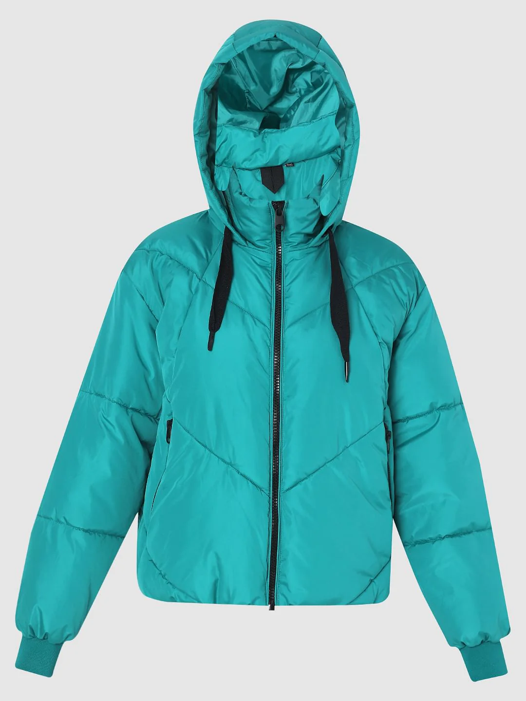 Teal Blue Hooded Puffer Jacket - Image 7