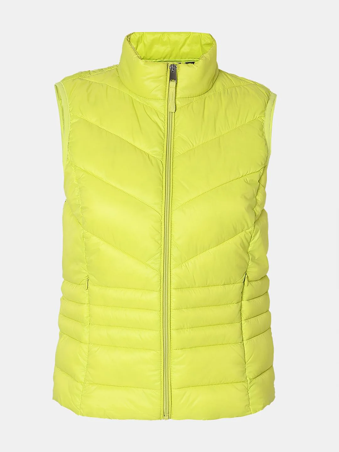 Lemon Green Sleeveless Puffer Jacket - Image 7