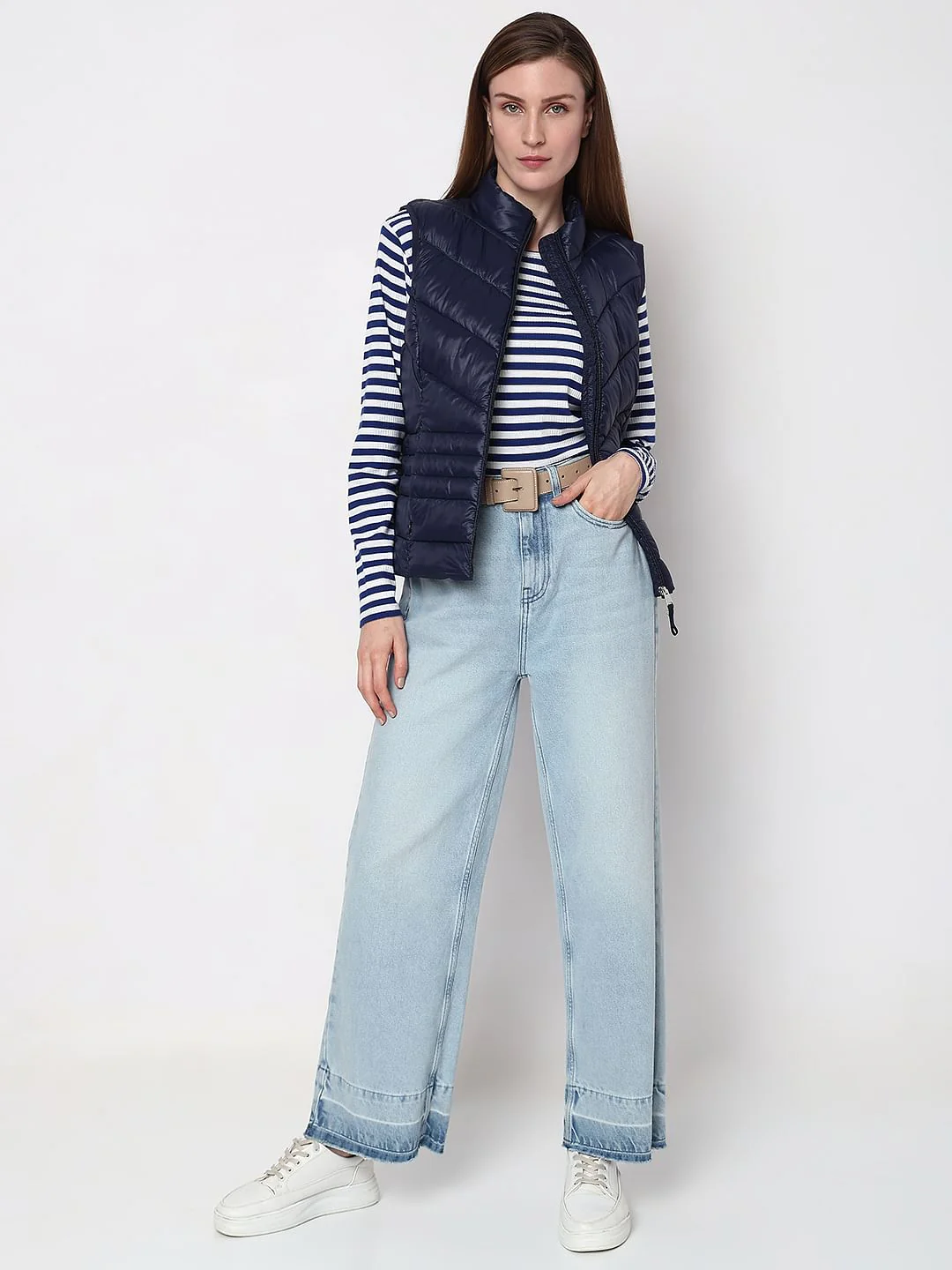 Navy Blue Sleeveless Puffer Jacket - Image 5