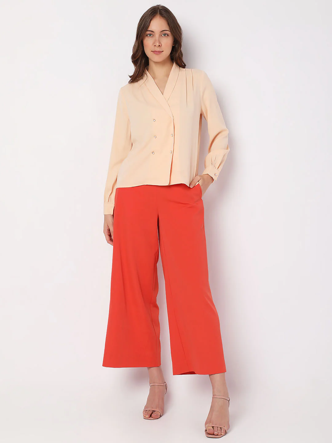 Peach Shawl Collar Shirt - Image 5