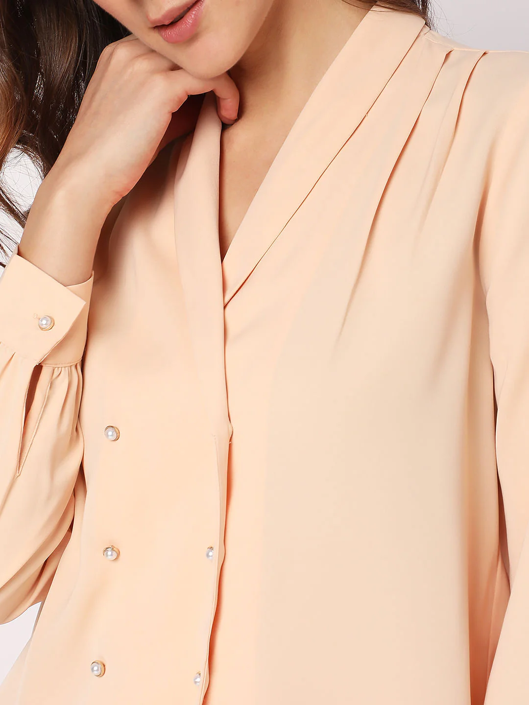 Peach Shawl Collar Shirt - Image 6