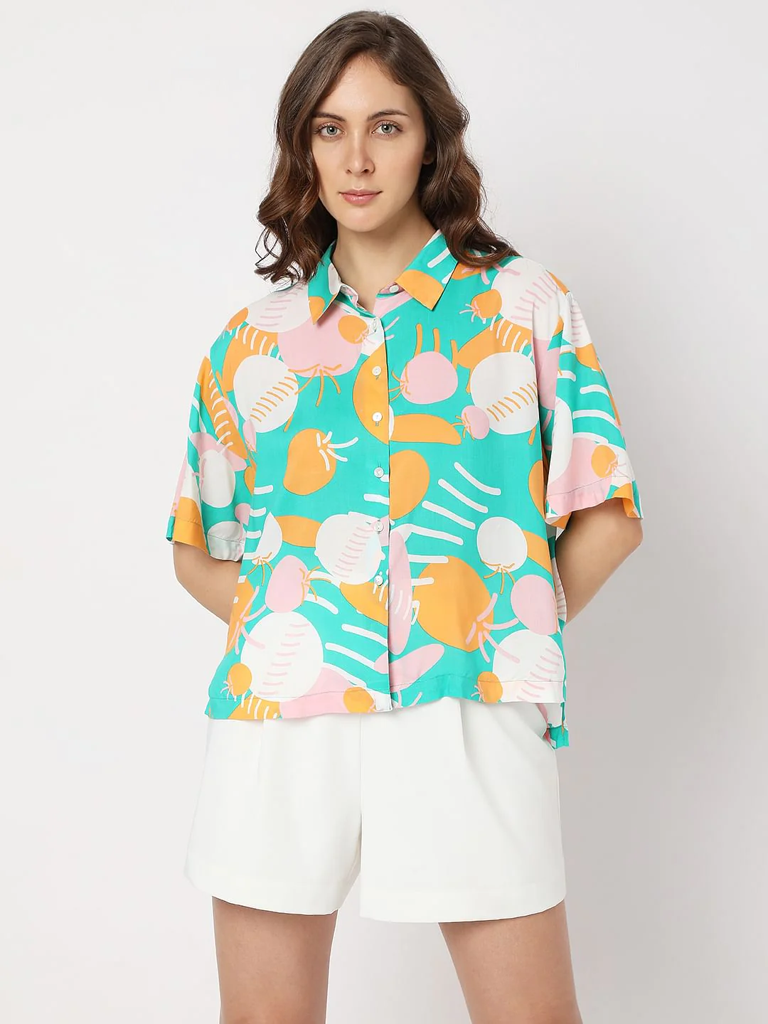Green Abstract Print Shirt - Image 2