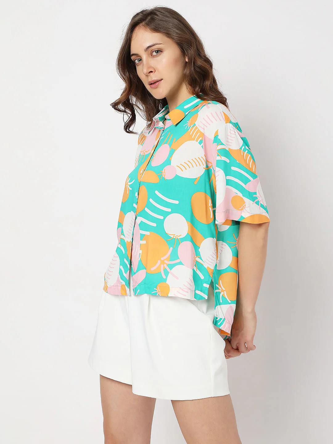 Green Abstract Print Shirt - Image 3